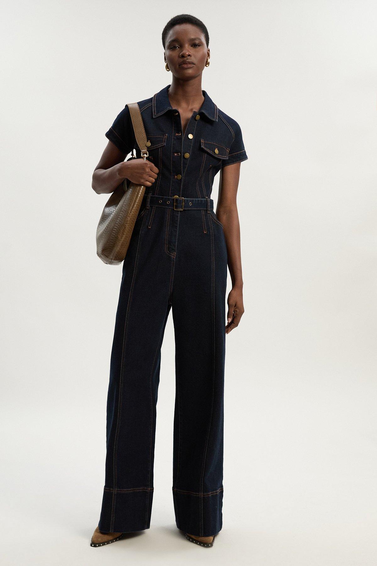 ★Karen Millen ビジューハードウエアルーシュ 魅惑的マキシ★ Beaded Fringed And Embellished Jumpsuit | Karen Millen